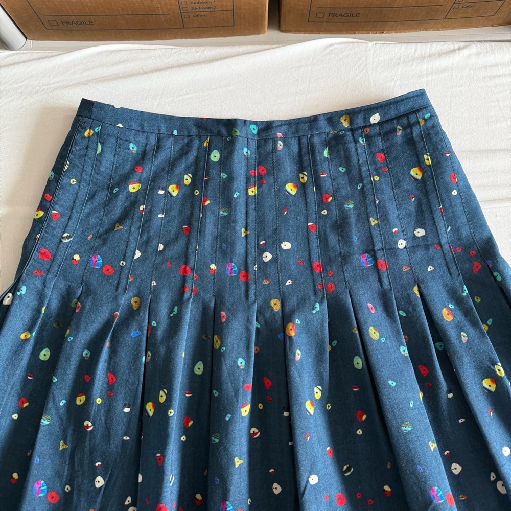 Akris Punto 100% Wool Midi Skirt Womens 10 A Line Blue Business Casual Designer - Picture 5 of 16